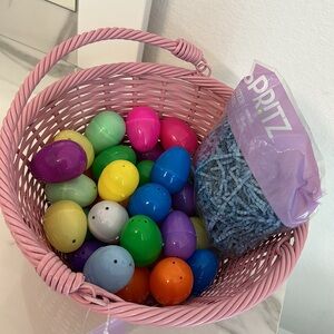 Colorful Kids Toy filled eggs Easter basket for baby toddlers boys girls